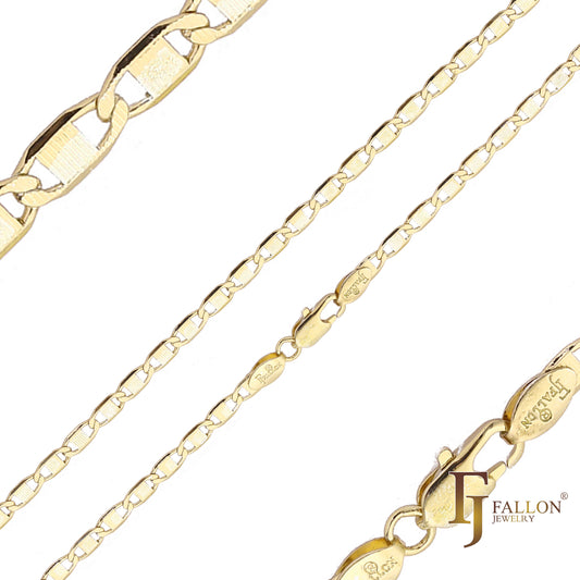 {潜在的} クラシック マリナー リンク ハンマード チェーン 14K ゴールド メッキ