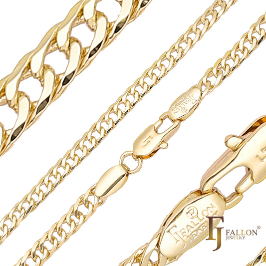 Klassische Schneckengliederketten aus 14 Karat Gold und Wei?gold mit abgerundeter Flanke