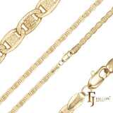 14K ゴールドメッキのマリナーリンクハンマーチェーン、ツートーン