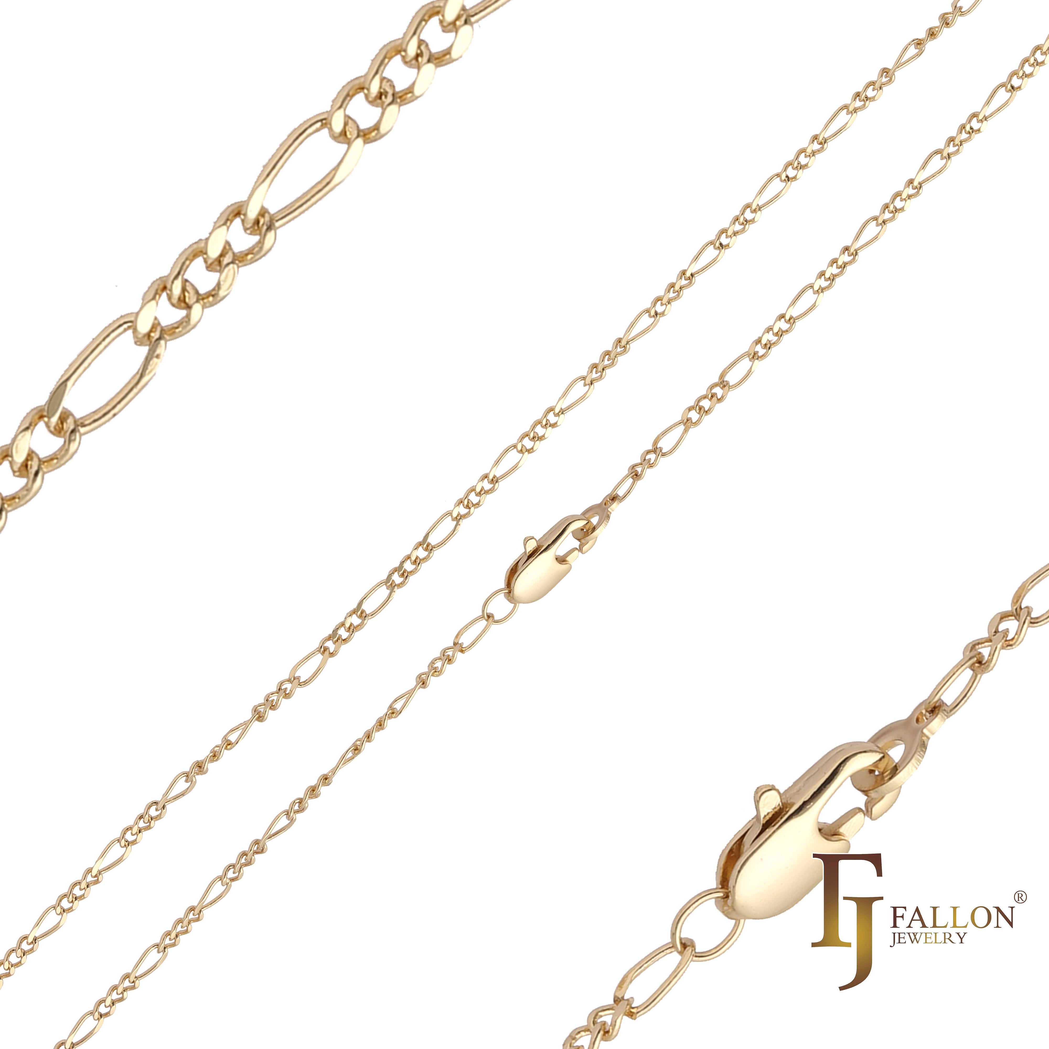 Cadenas de cable con eslabones de fantasía enchapadas en oro de 14K