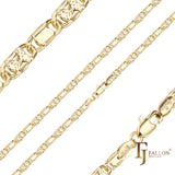 Solid snail link polished half hammered chains plated in 14K Gold, Rose Gold