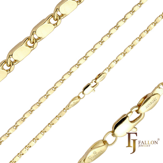 Cadenas pulidas con eslabones de caracol macizos chapadas en Oro 14K, oro rosa