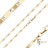 Correntes marteladas com banda de elos Mariner banhadas em ouro 14K, ouro rosa, ouro 18K