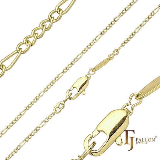 Correntes de elo fantasia de cabo banhadas em ouro 14K, ouro rosa