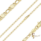 フィガロ ファンシー リンク サンバースト ハンマード チェーン、14K ゴールド、ローズゴールド、ツートーンメッキ
