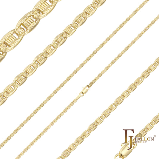 Mariner link hammered chains plated in 14K Gold