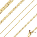 镀 14K 金的 Mariner link 锤打链