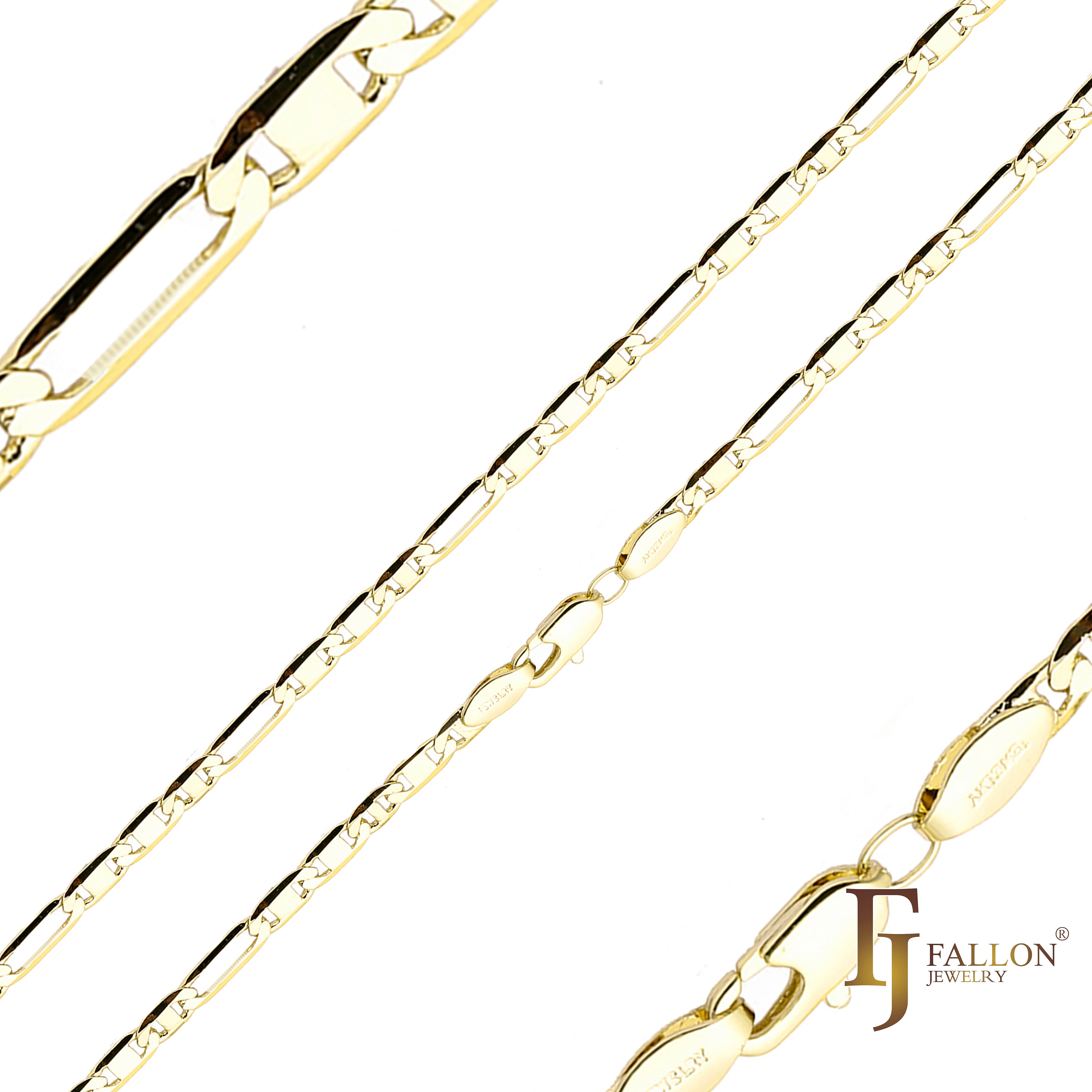Figaro 风格混合 Mariner Figarucci 链，镀 14K 金