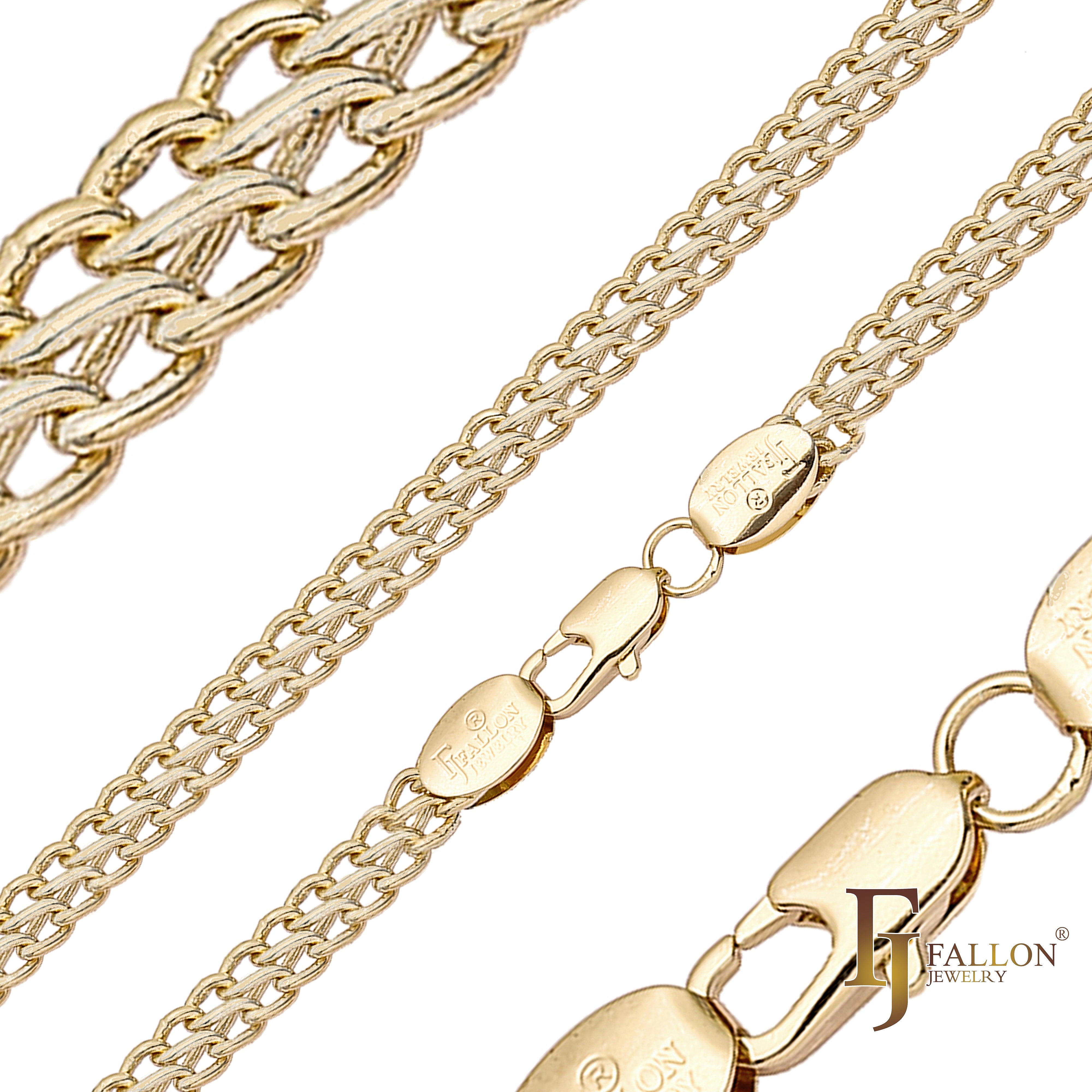 Cadenas de doble eslabón de cable chapadas en Oro 14K.