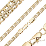 Cadenas de doble eslabón de cable chapadas en Oro 14K.