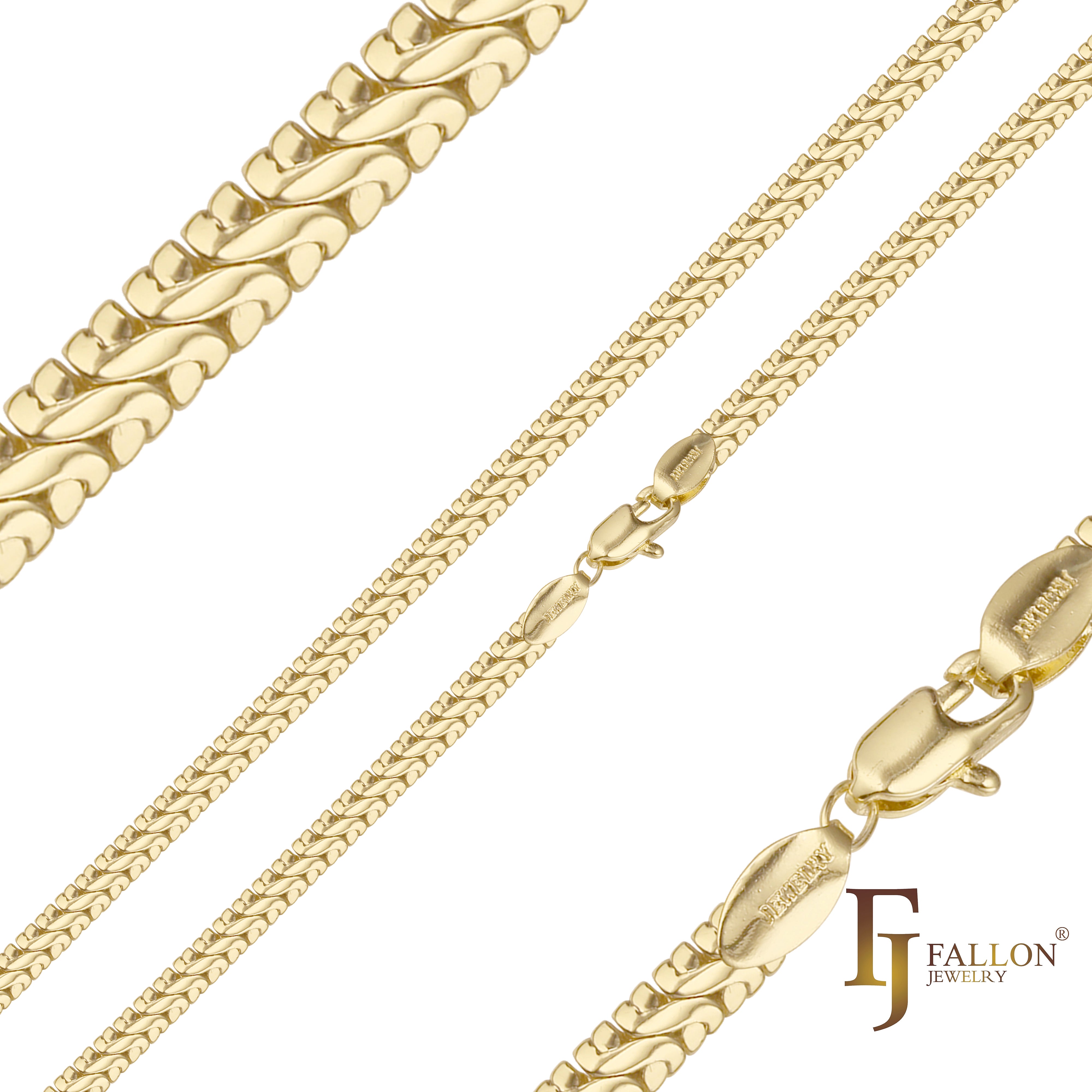 Cadenas serpiente enchapadas en Oro 14K, Oro Rosa