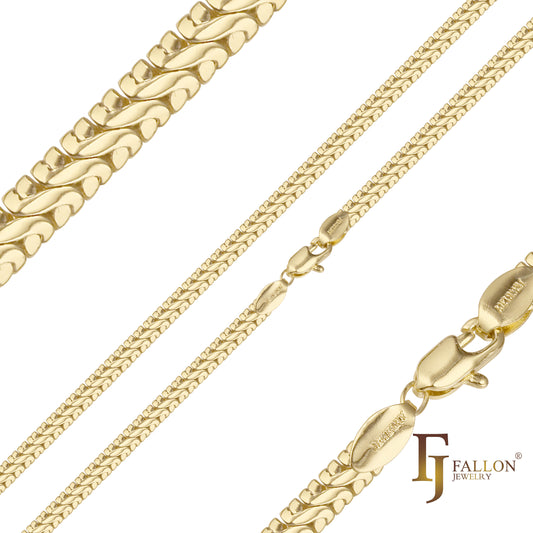 Cadenas serpiente enchapadas en Oro 14K, Oro Rosa