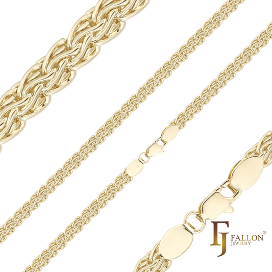 Cadenas de eslabones tipo cable de cola de zorra elegantes chapadas en oro de 14 quilates y oro rosa