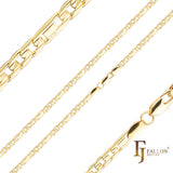 {カスタマイズ} フィガロ & ミラー、フィガルッチ ミックス リンク チェーン、14K ゴールド、ローズゴールドメッキ