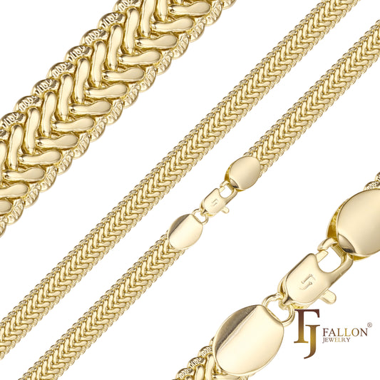 Cadenas con martillado de serpiente enchapadas en Oro 14K
