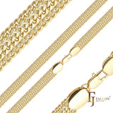 Cadenas cubanas de tres vías enchapadas en oro de 14K, oro rosa en dos tonos