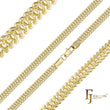 Cadenas de eslabones de triple cable de espina de pescado chapadas en Oro 14K, oro rosa, dos tonos