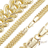 Cadenas de eslabones de triple cable de espina de pescado chapadas en Oro 14K, oro rosa, dos tonos