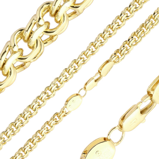 Bismarck spring double rolo link chains plated in White Gold, 14K Gold