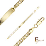 Pulseras de identificación para hombre Curb link chapadas en Oro 14K, dos tonos de colores