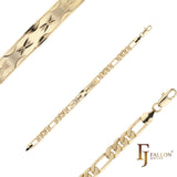 Figaro link 14K 金男士纹理 ID 手链