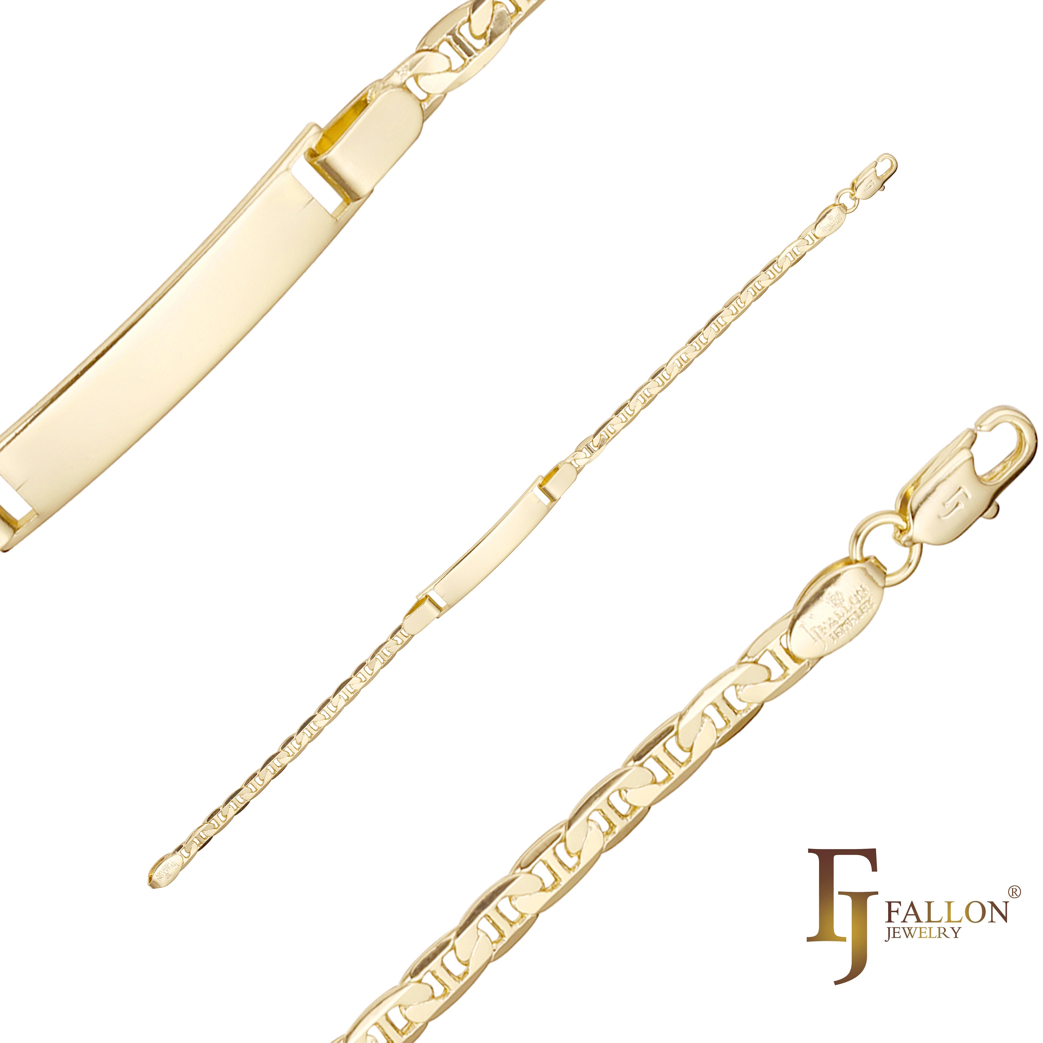 Pulseiras masculinas Mariner link banhadas a ouro 14K