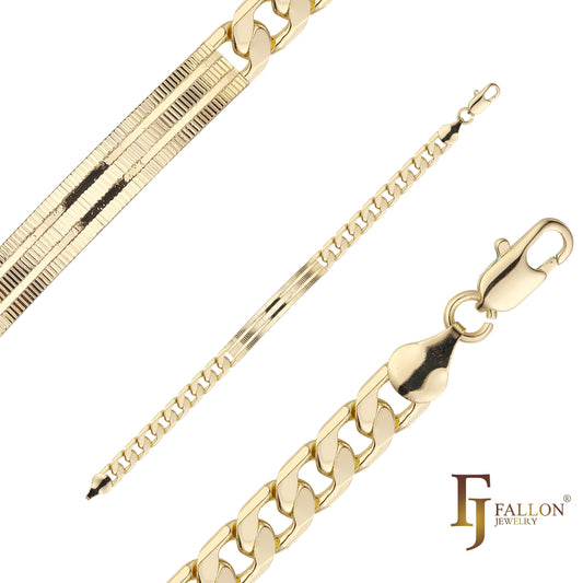 <p>Figaro-Gliederarmb?nder aus 14-kar?tigem Gold</p>