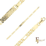 Figaro link 男式 ID 手链，镀 14K 金颜色