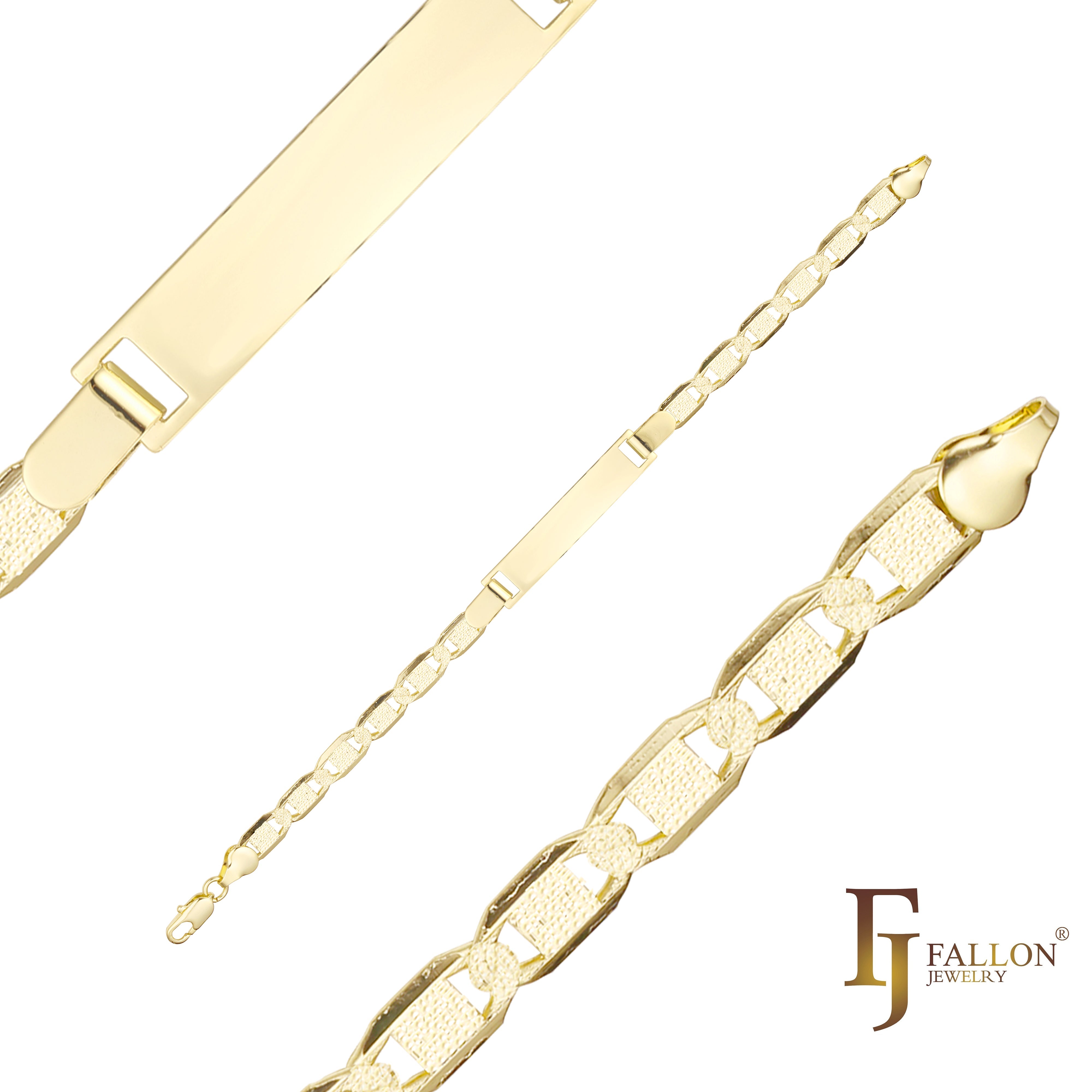 Mariner link Men's ID bracelets plated in 14K Gold colors