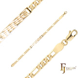 Figaro link Men's ID bracelets plated in 14K Gold colors