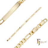 Pulseiras masculinas ID Figaro link graváveis em ouro 14K