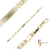 Figaro link Men's ID bracelets plated in 14K Gold colors