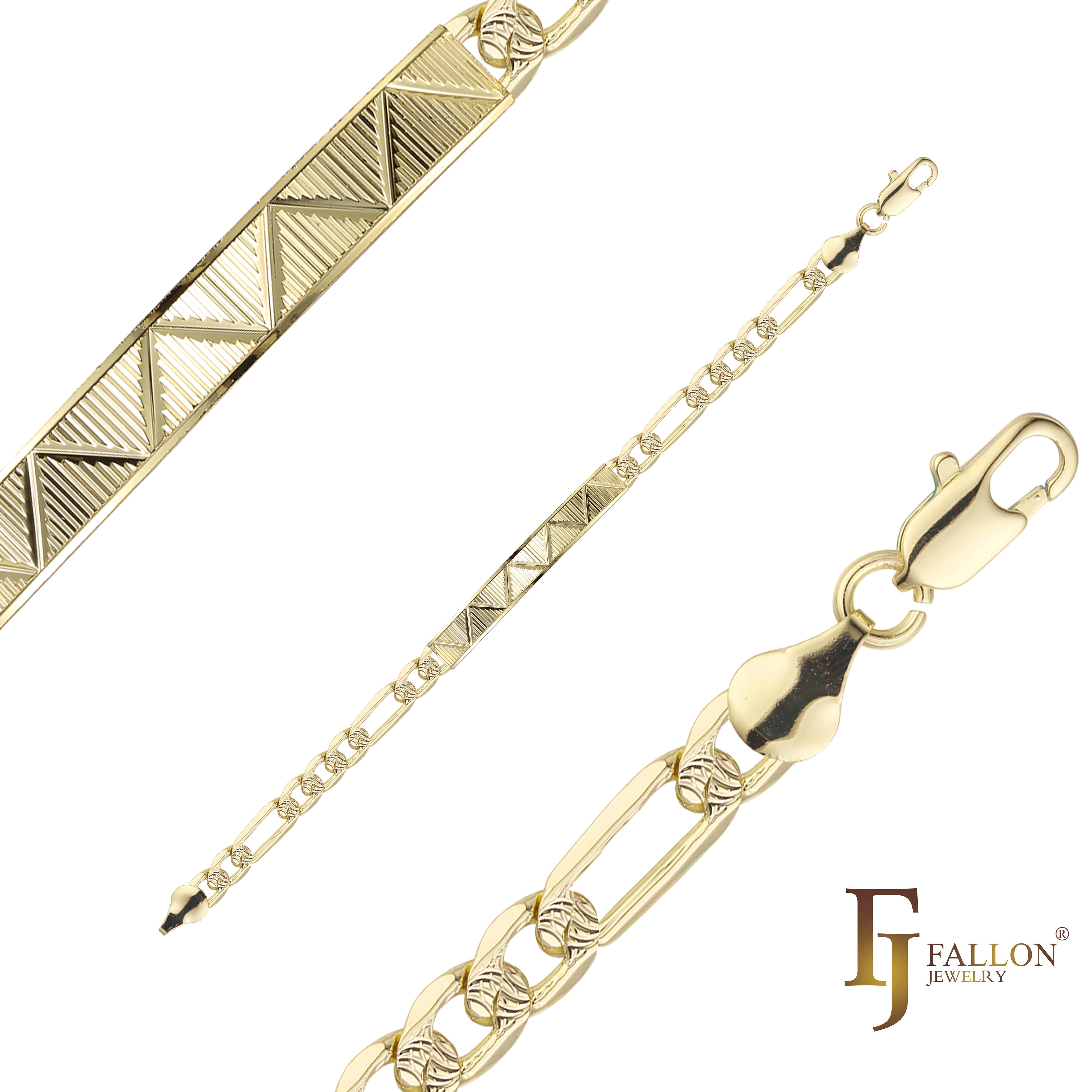 cuban link Men's ID bracelets plated in 14K Gold colors