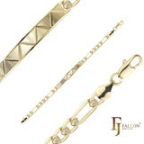 Figaro link 男式 ID 手链，镀 14K 金颜色
