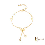 Butterfly and stars bracelets plated in 14K Gold, 18K Gold, Rose Gold, two tone colors