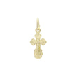 14K ゴールド、ローズゴールド、ホワイトゴールドメッキカラーのカトリッククロスつぼみペンダント