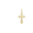 14K ゴールド、ローズゴールド、ホワイトゴールドメッキカラーのカトリッククロスつぼみペンダント