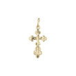 14K ゴールド、ローズゴールド、ホワイトゴールドメッキカラーのカトリッククロスつぼみペンダント