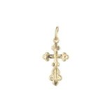 14K ゴールド、ローズゴールド、ホワイトゴールドメッキカラーのカトリッククロスつぼみペンダント