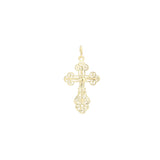 Pingente ortodoxo com botão cruzado nas cores ouro 14K, ouro rosa e ouro branco