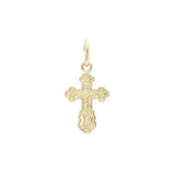 14K ゴールド、ローズゴールド、ホワイトゴールドメッキカラーのカトリッククロスつぼみペンダント