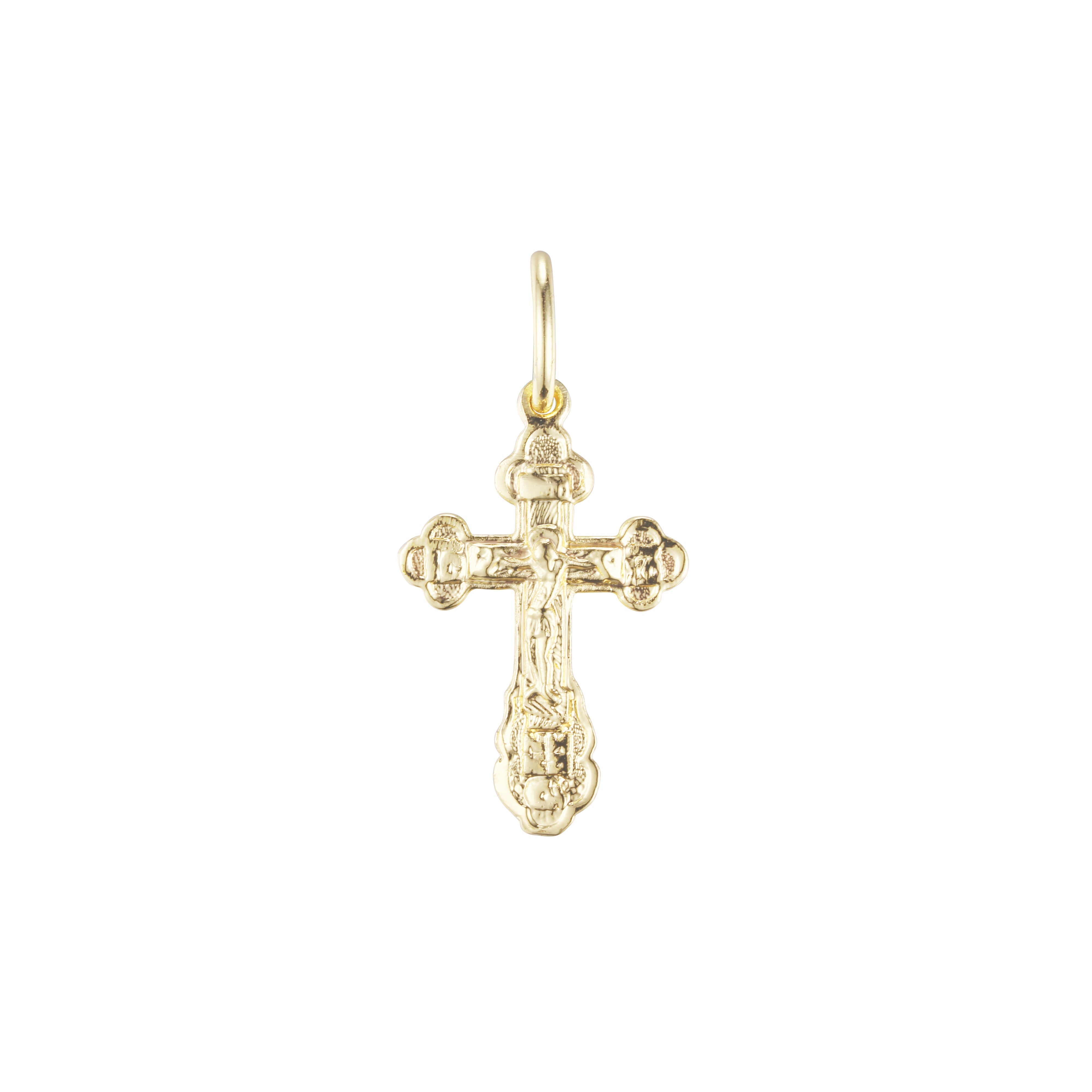 🔥 Eastern Orthodox Russian budded pendant in 14K Gold, Rose Gold, White Gold plating colors