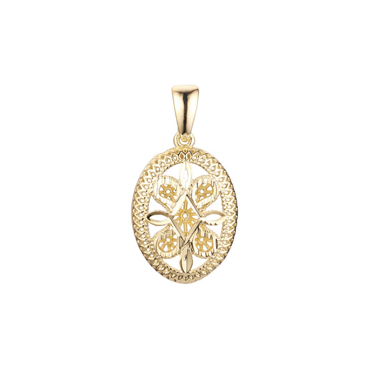 Oval kaleidoscope pendant in Rose Gold two tone, 14K Gold plating colors