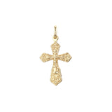 Colgante cruz ortodoxa en flor en Oro Rosa bicolor, baño de Oro 14K colores