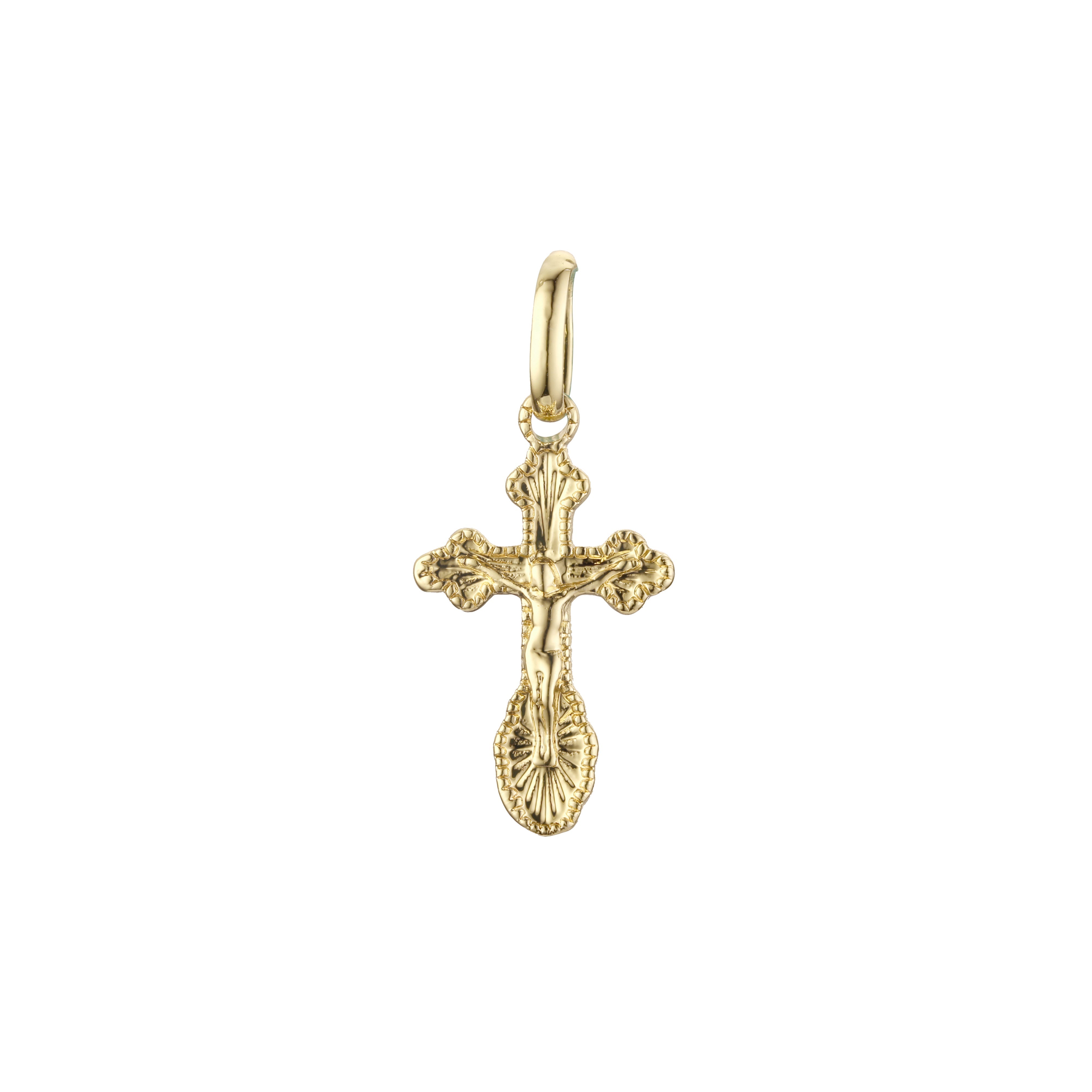 🔥 Eastern Orthodox Russian budded pendant in Rose Gold two tone, 14K Gold plating colors