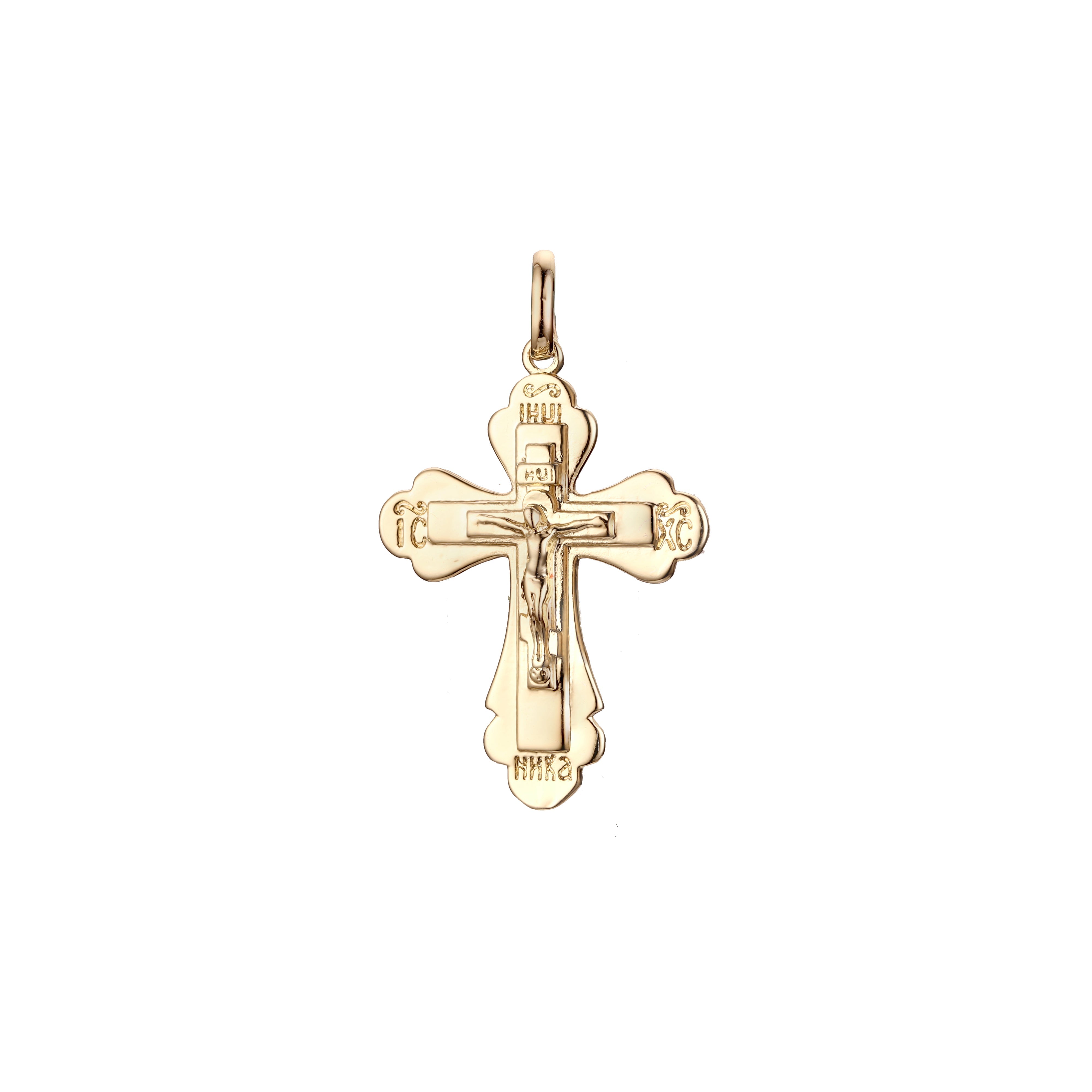 🔥 Eastern Orthodox Russian budded pendant in Rose Gold two tone, 14K Gold plating colors