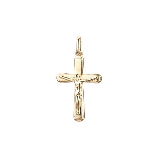 カトリックラテンクロスペンダント、ローズゴールド、14K ゴールドメッキカラー
