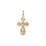 🔥 Eastern Orthodox Russian budded pendant in 14K Gold, Rose Gold two tone & White Gold plating colors
