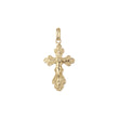 14K ゴールド、ローズゴールド、ホワイトゴールドメッキカラーのカトリッククロスつぼみペンダント