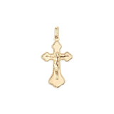 🔥 Eastern Orthodox Russian budded pendant in 14K Gold, Rose Gold two tone & White Gold plating colors